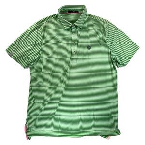 RLX Ralph Lauren Shirt Mens Green White Striped Polo Golf Performance Stretch XL